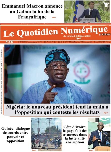 Quotidien Numerique d’Afrique – 03 mars 2023 Cover