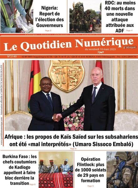 Quotidien Numerique d’Afrique – 10 mars 2023 Cover
