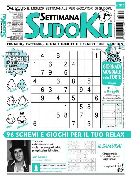 Settimana Sudoku – 08 marzo 2023 Cover