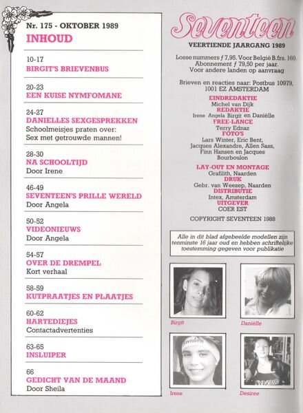 Seventeen – n 175 October 1989 Cover