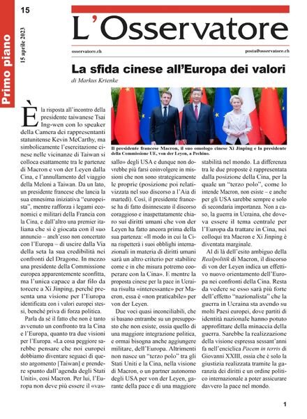 L’Osservatore – 15 aprile 2023 Cover