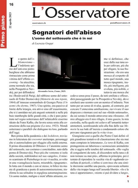 L’Osservatore – 22 aprile 2023 Cover