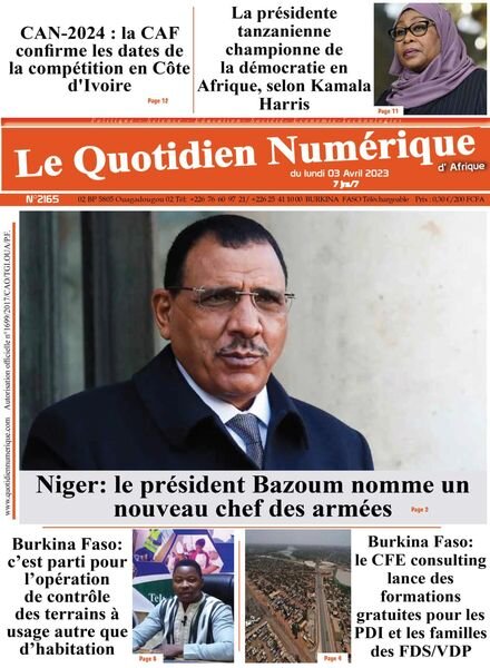 Quotidien Numerique d’Afrique – 03 avril 2023 Cover