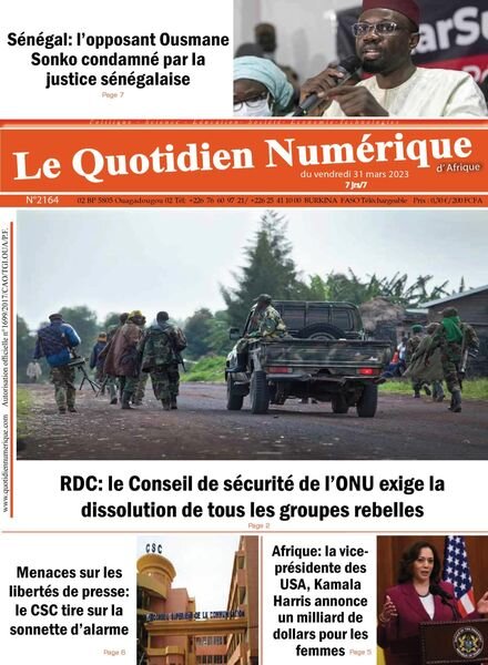 Quotidien Numerique d’Afrique – 31 mars 2023 Cover