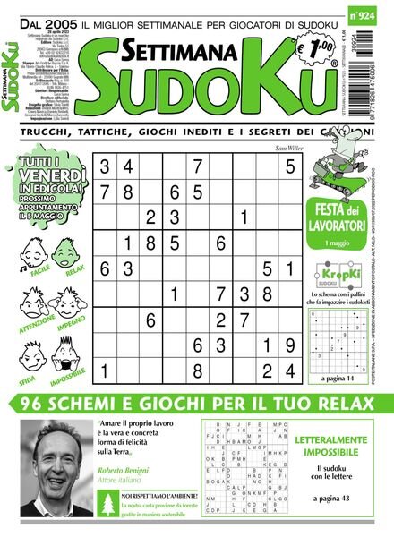 Settimana Sudoku – 26 aprile 2023 Cover
