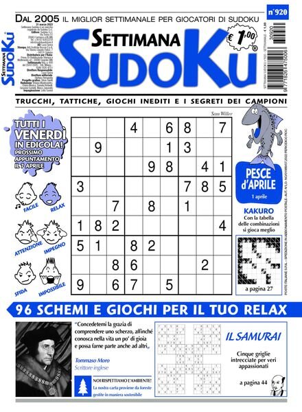 Settimana Sudoku – 29 marzo 2023 Cover