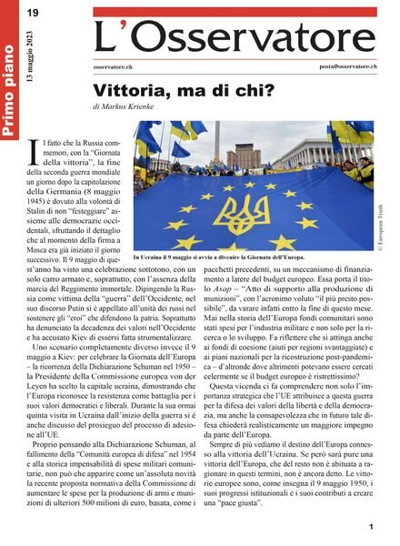 L’Osservatore – 13 maggio 2023 Cover