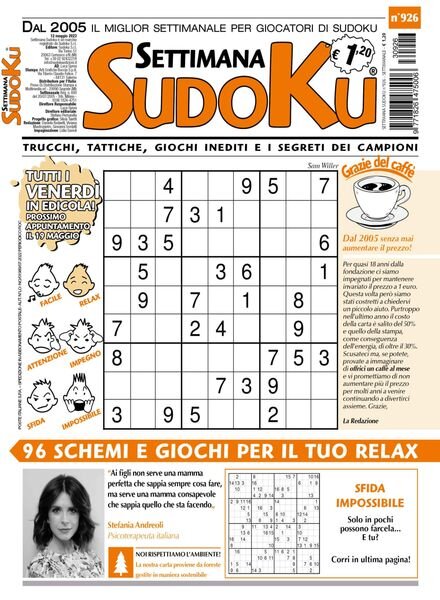 Settimana Sudoku – 10 maggio 2023 Cover