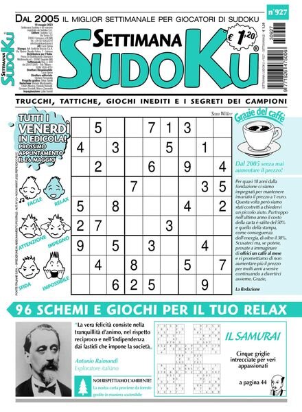 Settimana Sudoku – 17 maggio 2023 Cover