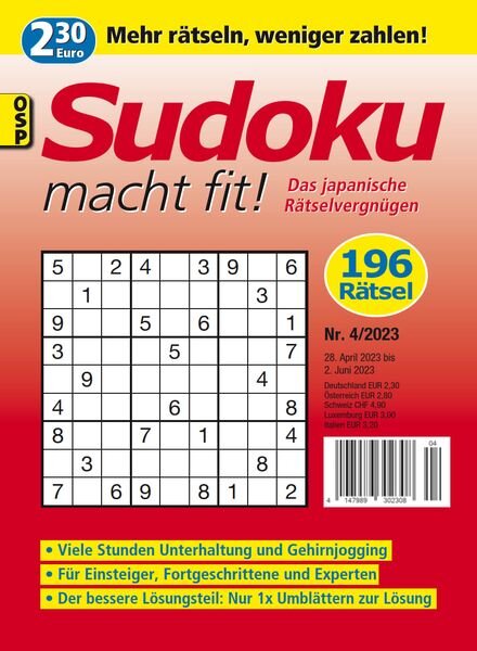 Sudoku macht fit – Nr 4 2023 Cover