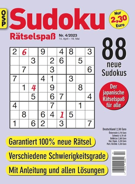 Sudoku Ratselspass – Nr 4 2023 Cover