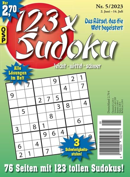123 x Sudoku – Nr 5 2023 Cover