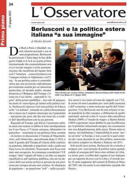 L’Osservatore – 17 giugno 2023 Cover