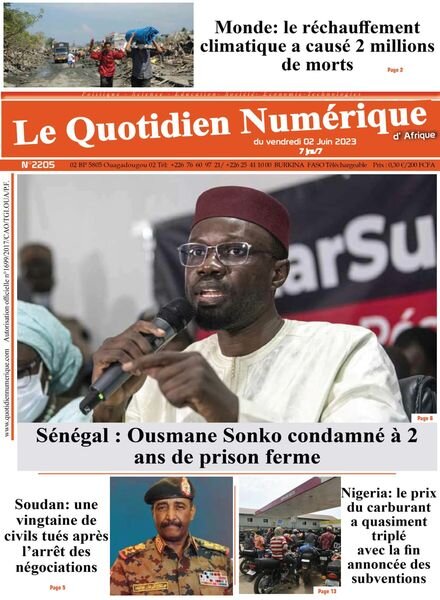 Quotidien Numerique d’Afrique – 02 juin 2023 Cover