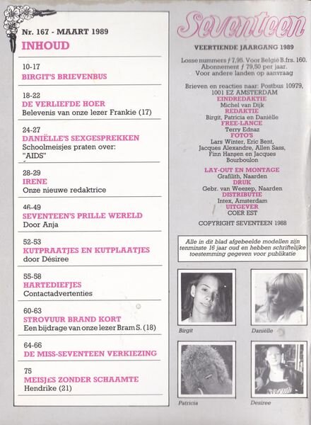 Seventeen – n 167 March 1989 Cover