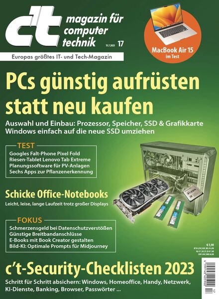 c’t Magazin fur Computertechnik – 15 Juli 2023 Cover