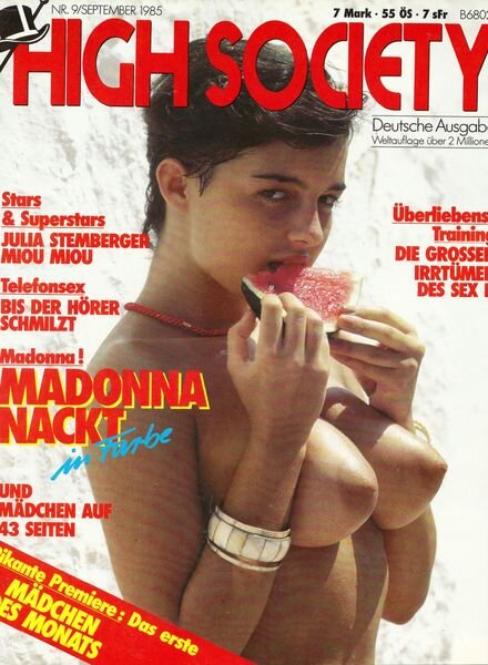 High Society – Nr 9 September 1985 Cover