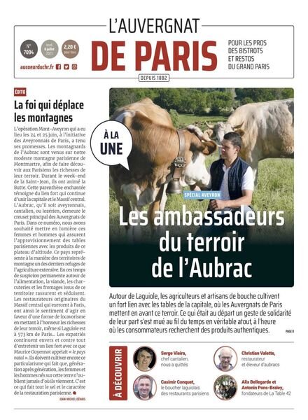 L’Auvergnat de Paris – juillet 2023 Cover