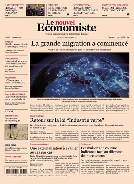 Le nouvel Economiste – 14 juillet 2023 Cover