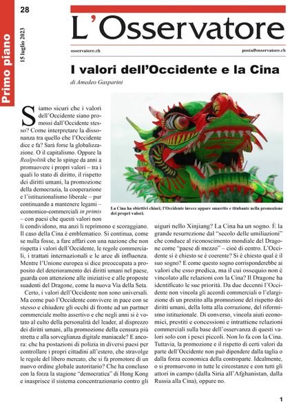 L’Osservatore – 15 luglio 2023 Cover