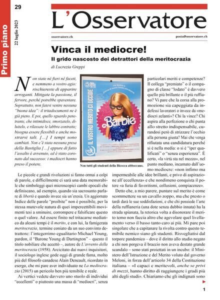 L’Osservatore – 22 luglio 2023 Cover