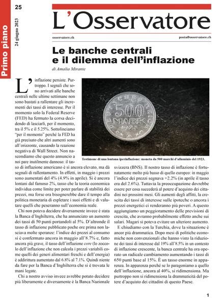 L’Osservatore – 24 giugno 2023 Cover