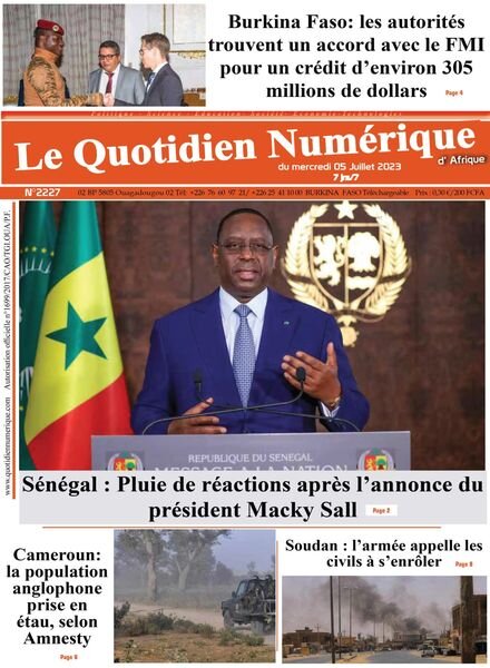 Quotidien Numerique d’Afrique – 05 juillet 2023 Cover