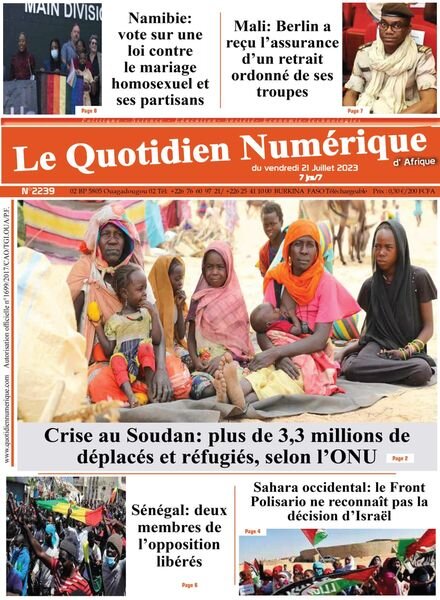Quotidien Numerique d’Afrique – 21 juillet 2023 Cover