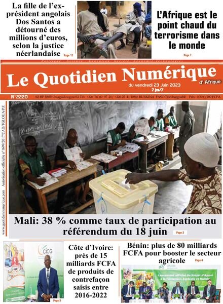 Quotidien Numerique d’Afrique – 23 juin 2023 Cover