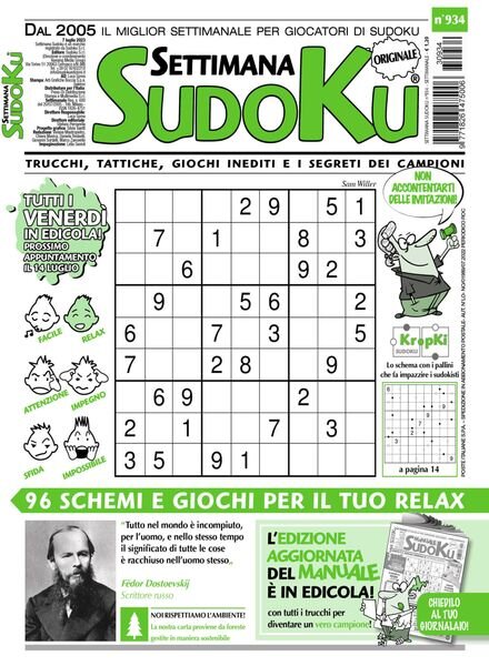 Settimana Sudoku – 05 luglio 2023 Cover