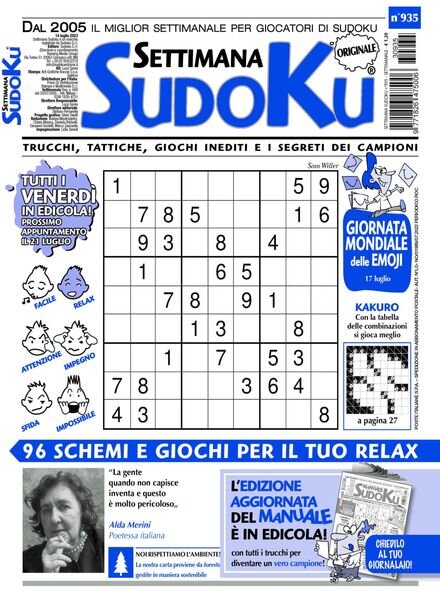 Settimana Sudoku – 12 luglio 2023 Cover