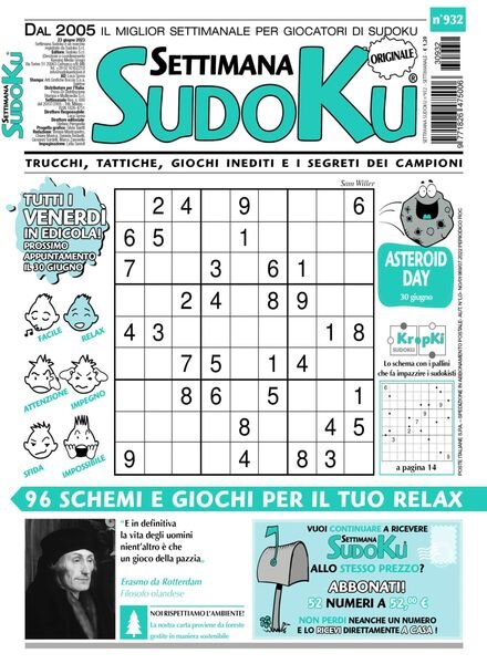 Settimana Sudoku – 28 giugno 2023 Cover