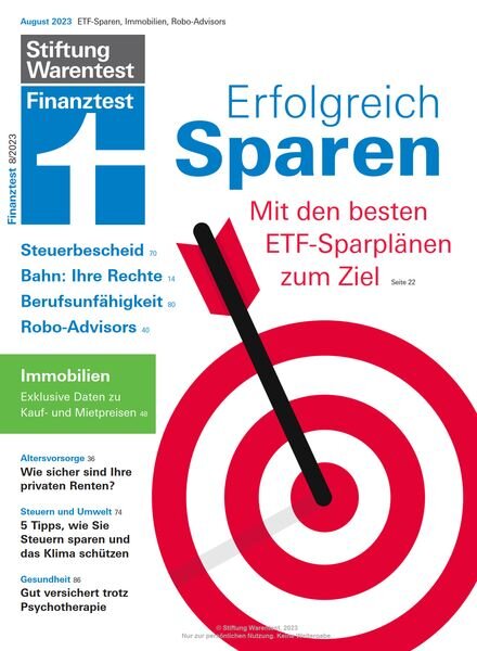 Stiftung Warentest Finanztest – August 2023 Cover