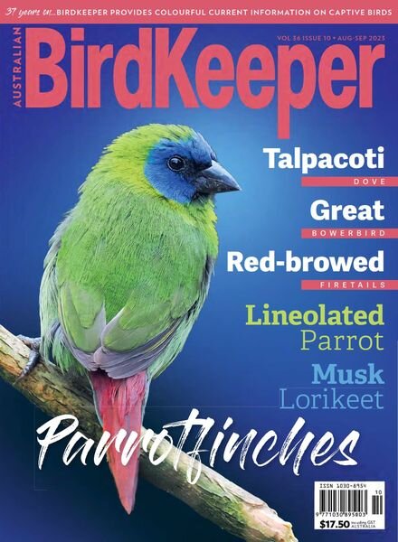 Australian Birdkeeper – Volume 36 Issue 10 – August-September 2023 Cover