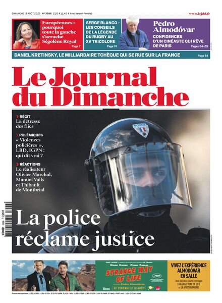 Le Journal du dimanche – 13 Aout 2023 Cover
