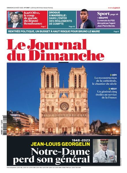 Le Journal du dimanche – 20 Aout 2023 Cover