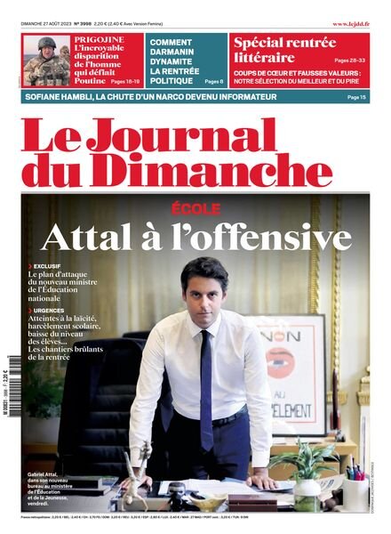 Le Journal du dimanche – 27 Aout 2023 Cover
