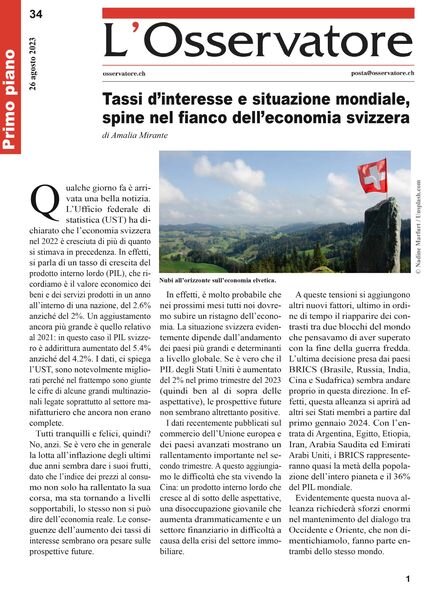 L’Osservatore – 26 Agosto 2023 Cover