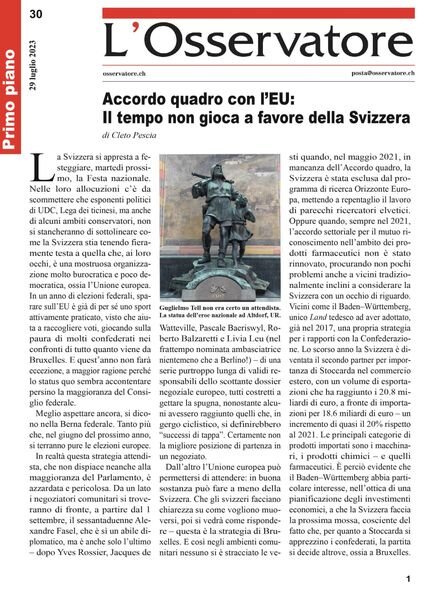 L’Osservatore – 29 luglio 2023 Cover