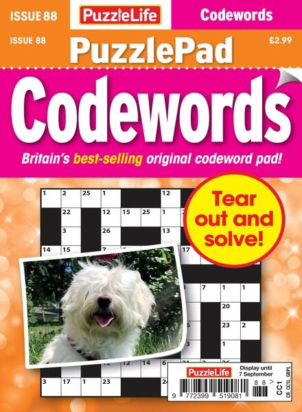 PuzzleLife PuzzlePad Codewords – Issue 88 – 14 August 2023 Cover