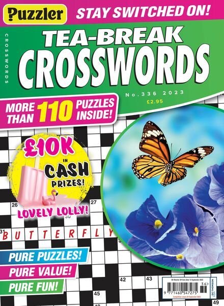 Puzzler Tea-Break Crosswords – Issue 336 – August 2023 Cover