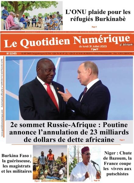 Quotidien Numerique d’Afrique – 31 juillet 2023 Cover