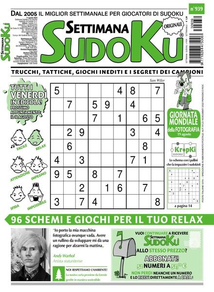Settimana Sudoku – 11 Agosto 2023 Cover