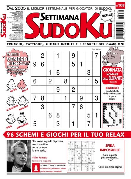 Settimana Sudoku – 2 Agosto 2023 Cover
