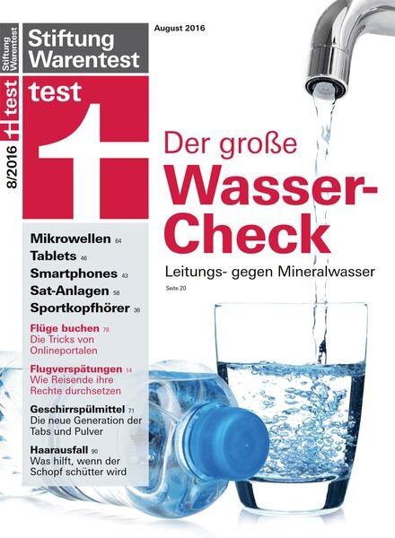 Stiftung Warentest Test – August 2016 Cover