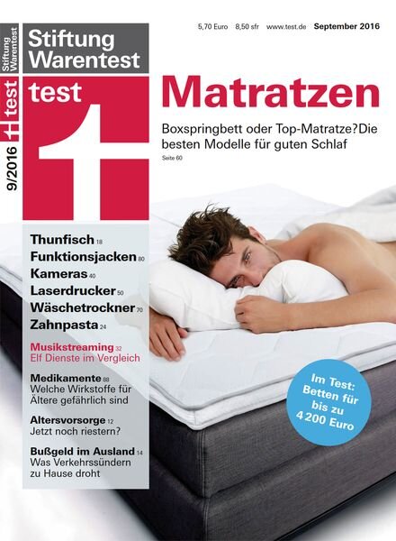 Stiftung Warentest Test – September 2016 Cover