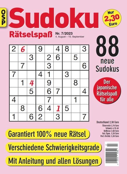 Sudoku Ratselspass – Nr 7 2023 Cover