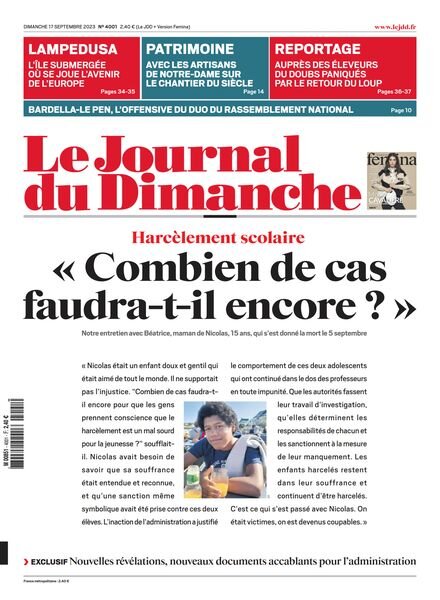 Le Journal du dimanche – 17 Septembre 2023 Cover