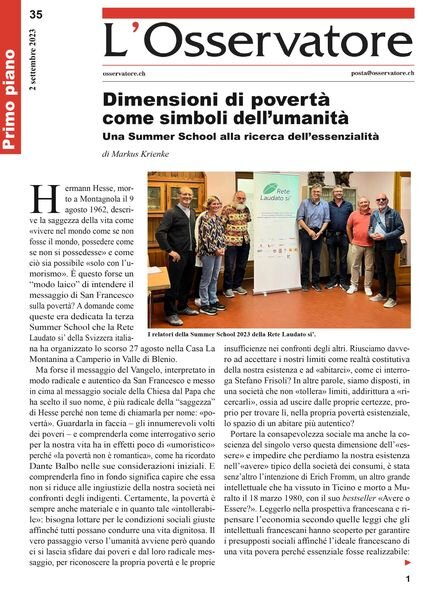 L’Osservatore – 2 Settembre 2023 Cover