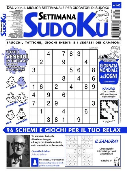 Settimana Sudoku – 22 Settembre 2023 Cover